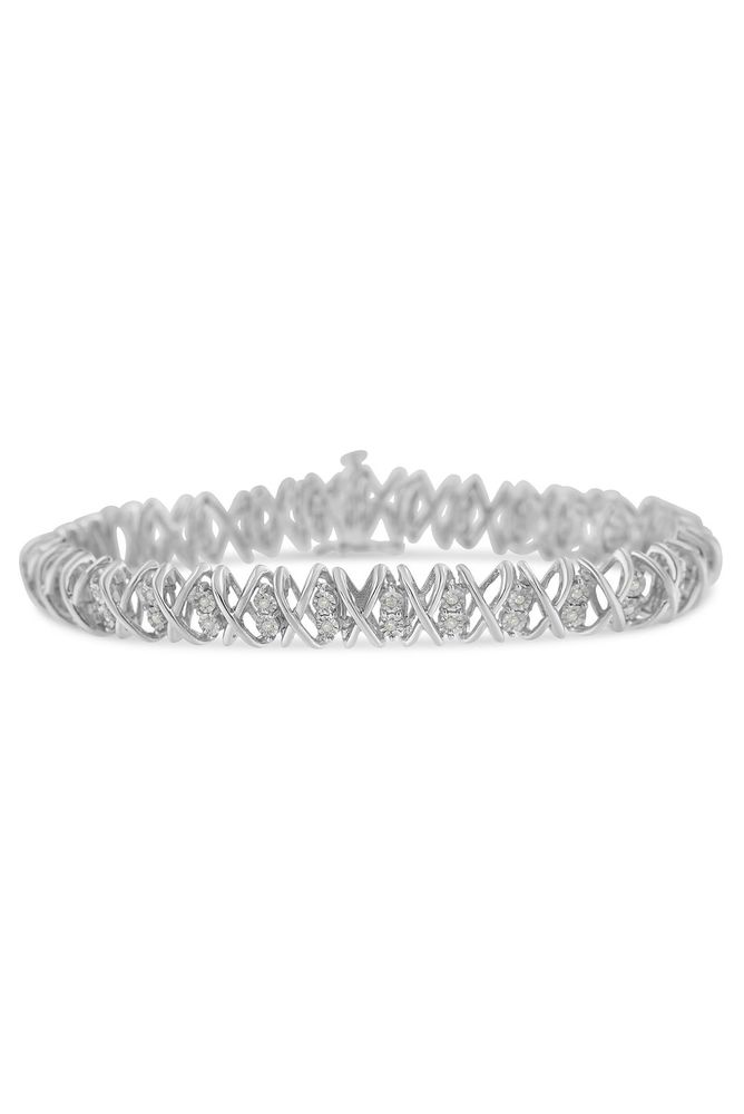 Sterling Silver rose-cut Diamond X-Link Bracelet